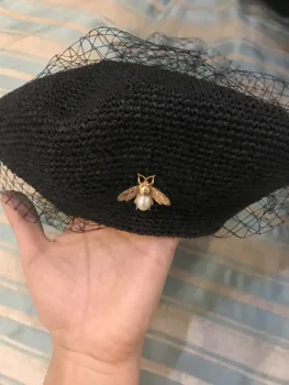 01903-shi 2019 new summer собственоръчно fine paper bee Изящни тъкани lady mesh beret cap women leisure шапка