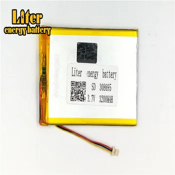 1.0 мм 3pin конектор 308695 3.7 в 3200 ма Tablet PC батерия липо батерии акумулаторна литиево-йонна полимер