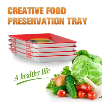1/2/3/4бр Clever Tray Creative Food Conservation Tray ПП Fresh Food Storage Container Set for Refrigerator микровълнова печка