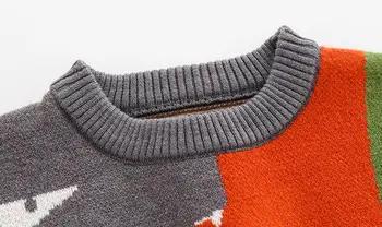 1-6 години, деца, момчета вязаный пуловер есен 2021 деца момчета карикатура дрехи с дълъг ръкав О-образно деколте случайни пуловер, Детски пуловер