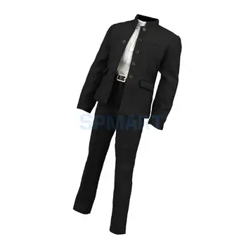 1/6 мащаб черен китайски туника костюм, палто, панталони, риза и колан, определени за 12