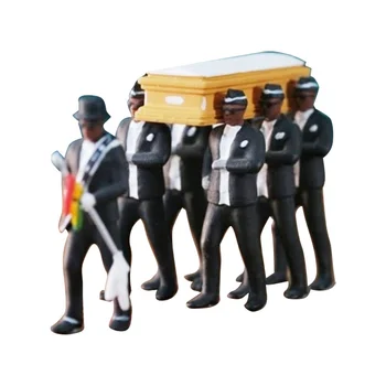 1:64 High Simulation Plastic Ghana Funeral Coffin Dancing Pallbearer Team Figure Model Изключителна Изработка Action Car Decorl