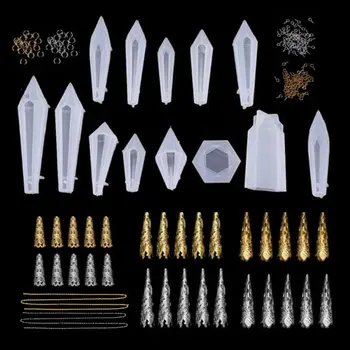 1 комплект Crystal епоксидна смола мухъл махалото леене Силиконова форма на ръчно изработени САМ занаяти обеци, колие с висулка бижута като инструменти