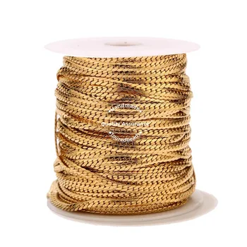 1 метър от неръждаема стомана текстурирани змия изпълнен верига 4 мм злато плосък кубинската връзка от веригата 