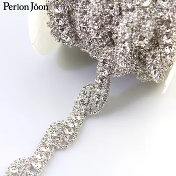1 ярд треска AB Crystal кристали отрежете лента метална верига за сватбена рокля, чанта, обувки и аксесоари ML050