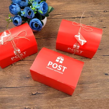 10 бр./лот британски Коледа червен цвят Мейл пощенска кутия за съхранение на сватбена хартия пощенска кутия кутия шоколадови бонбони Нова година хлебни изделия опаковка малък подарък