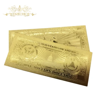 10 бр. / лот САЩ златни банкноти от 1 милион долара в банкноти в 24 K gold хартиени пари за събиране на информация и за бизнес подарък