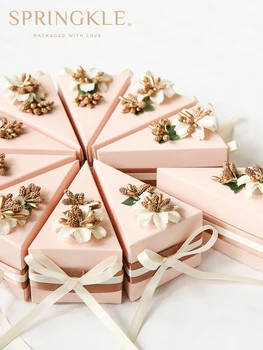 10 бр./лот сватбен подарък торта кутия шоколадови бонбони с цвете европейски стил малки и свежи сватбени и празнични аксесоари безплатна доставка