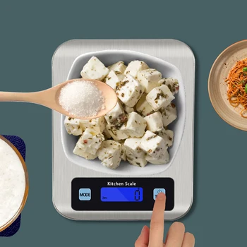 10 кг/5 кг кухненски везни везни от неръждаема стомана хранителна диета пощенска баланс инструмент за измерване LCD електронни везни водоустойчив