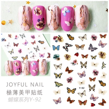 10 листа с цветни 3D пеперуда дизайн нокти етикети от хартия водоустойчив самозалепващи стикери за декорация на нокти маникюр аксесоар