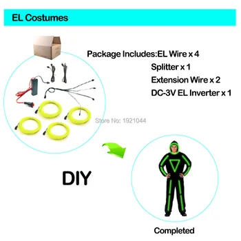 10 цвят на осветление на разположение EL Тел костюми светещи рейв костюми, танци, DJ парти доставки САМ светещи дрехи Материал
