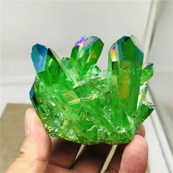 100-230 г рядък красив зелен пламък halo кварцов кристал клъстер проби