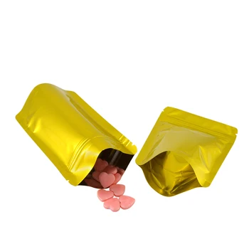 100 бр. Златен изправи Zip-Lock чанта за съхранение на продукти за еднократна употреба Doypack Майларовая фолио Ziplock за бонбони храна чай пакет чанти