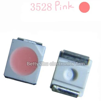 100 бр./лот 3528 led крушка мъниста в светло розово осветление SMD LED диод светоизлучающий
