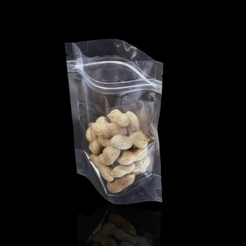 100 бр. / лот 9 * 12.5 см се изправи напълно прозрачен хранителна пластмаса доказателство вода опаковка чанта топлина фланец Горната светкавица опаковка чанти