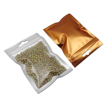 100 бр./лот боядисана е матирана прозрачна предна алуминиево фолио Zip-Lock Package чанти Mylar Plastic Food Electronics за Съхранение Pack чанта