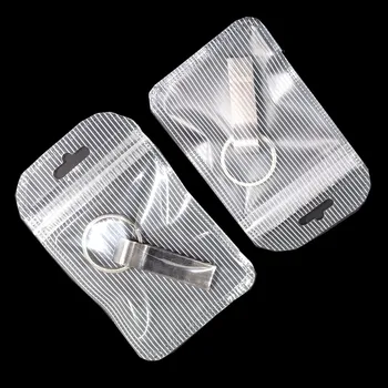 100 бр. / лот прозрачна пластмасова торбичка Ziplock чанта с малък отвор Самостоятелно Sealable Ziplock Bag електронни аксесоари чанта за съхранение на 5 Размери