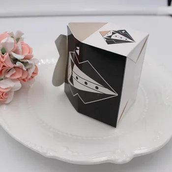 100 бр. хартиена кутия шоколадови бонбони на булката на младоженеца рокли опаковка сладко чанта сватбени сувенири, подаръчни кутии за декорация на стаи за гости, партита