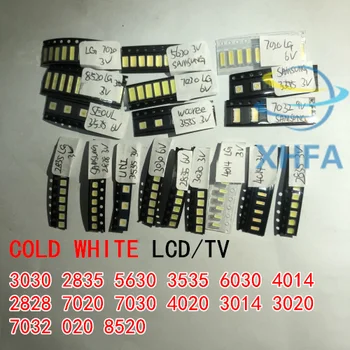 1000 бр./лот 1W 2W SMD LED Kit 3V/6V 2835/3030/2828/3535/5630/7020/7030/4020/4014/7032 студено бяло за подсветката на телевизора мъниста 10*100LG