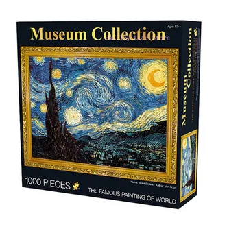 1000 броя по-дебел пъзел световно известната картина Звездна нощ на Ван Гог маслена живопис за възрастни САМ пъзел творчеството представете си играчки
