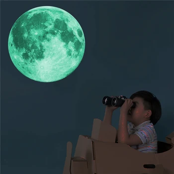 100шт 12 см. 20 см. 30 см светещ Луната 3D стикер за стена за детска стая хол и спалня декорация на дома етикети светят в тъмното