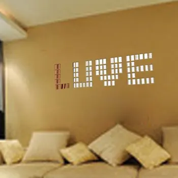 100шт 2 см акрилни огледални стенни стикери САМ Room Decal квадратна мозайка Room Wall Sticker за детски стаи Home Bedroom Decoration