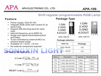 100шт APA106 F5 5 мм RGB led чипове интегрирани RGB светодиоди (например, WS2812B) APA106 кръгла шапка на цветни светодиоди