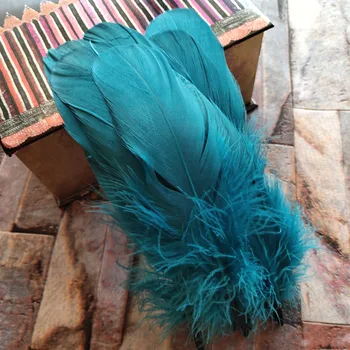 100шт естествени гъши пера тюркоазени свободни от гъши пера с дължина 12-20 см коледна украса на дрехи, обувки, шапка аксесоари