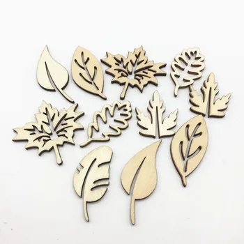 100шт листа дървени форми на смесени листа силует натурален САМ занаяти украса филийки за scrapbooking