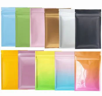 100шт малко алуминиево фолио Zip-Lock чанти плоски затваряне на прах закуски люспи маслен кафе шоколад за опаковане на подаръци чанта
