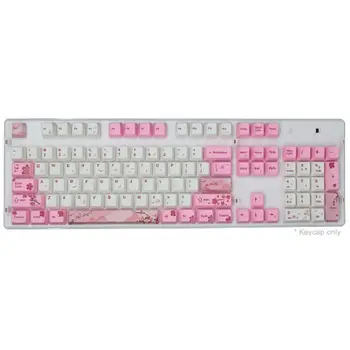 104-Key PBT Pink Cherry Blossom Pattern механична клавиатура Keycap сублимация здрав и е подходящ за черешово вала