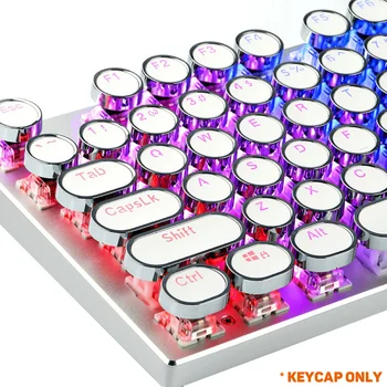 104Keys LED компютърна игра английска клавиатура ретро кръг от светещи капачка метална панел с подсветка жичен метален панел с подсветка на границата