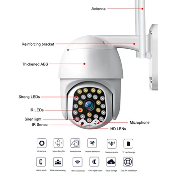 1080P външно наблюдение охранителна WiFi камера двупосочна аудио Детекция на движение отвън 360 ВИДЕОНАБЛЮДЕНИЕ IP Smart Camera FHD Wi-Fi Cam