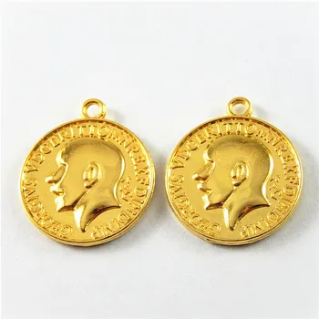 10шт злато един виси медальон двойно лице кръгли пари монети, висулки, бижута Търсене на ръчно изработени занаяти колие аксесоар
