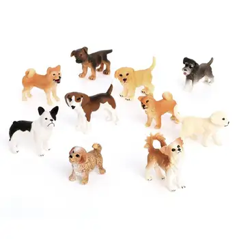 10шт кучешки пластмасови фигурки реалистични голдън ретривър, булдог Pet Dog ръчно рисувани фигурки на Кучета животни фигурки подарък играчка