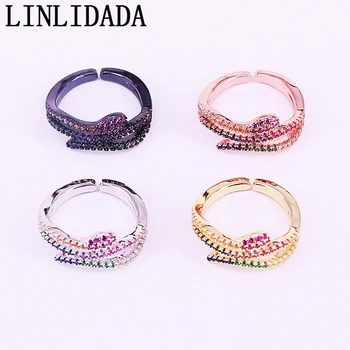 10шт мода бижута Дъга многоцветен кубичен цирконий регулируеми пръстени за момичета жените