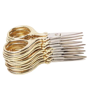 10шт от неръждаема стомана, злато шевни ножици кръстат бод античен шивачка ножици Шивач Малки ножици САМ шевни инструменти 9 * 4.8 cm