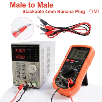 10шт чист Купър 4мм мъж към мъж банан щекер кабел 16awg силиконова тестова линия хранене мултицет тест тел 50см 100cm