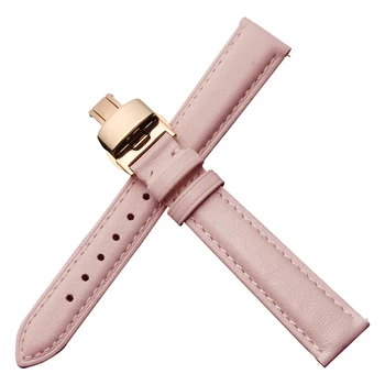 112мм4мм 15мм 16mm 17 18 19 mm 20 mm розово злато истински кожена каишка, каишка за часовник, розов, син и сив дамски часовници безплатна доставка.