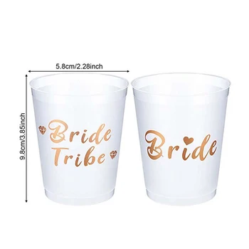 12 бр./компл. Bride Tribe Cup Set Bride Cup Set Bachelor Party Tumblerful Set пластмасов прозрачен чаша Bride Tumblerful за сватба