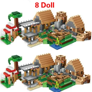 1208ШТ градивни елементи за Legoinglys Minecraftinglys Village Warhorse City Tree House водопад забавни играчки за деца