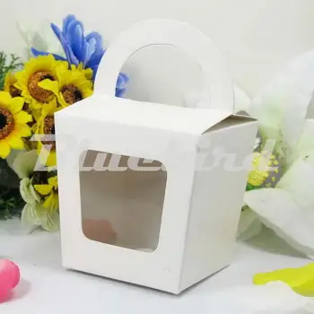 12шт кутия за печене на кекс кутия за торта опаковка с дръжка единични кутии за печене на кекс пудинг калъф с подплата QCB005
