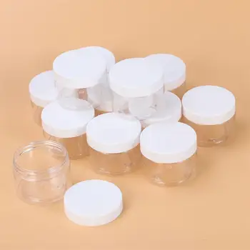 12шт празни прозрачни пластмасови глинени кутии за съхранение на благоволението на широк устата многократно контейнери с капаци за занаятчийски козметични лосиони
