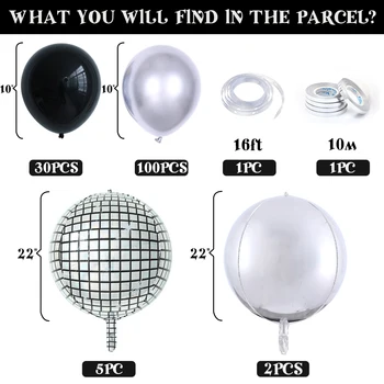 139 бр./компл. 22 инча нов сребърен 4D лазерен диско топка венец комплекти за рожден ден, сватба бар украса на партията през цялата глобус деца подарък
