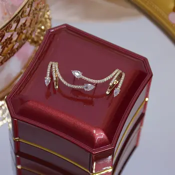 14 K истинско злато мода бижута микро инкрустиран Циркон Флаш Диамант змия форма на стрелка, обеци за жени празник на партията обеци