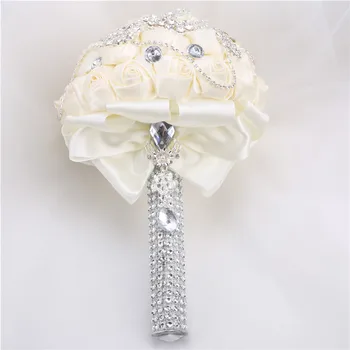 15 см различни стилове шаферски букети сватба сватбени, отглеждащ цветя с бриллиантовым, перли, слонова кост Роза украса на партията Buque Noiva
