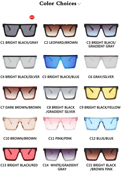 15 цвята плоски слънчеви очила Мъже, Жени марка дизайнер квадратни нюанси наклон слънчеви очила за мъже cool One Piece UV400 огледало