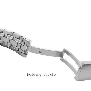 18 мм, плътен каишка от неръждаема стомана сребърна каишка с разтегателен катарама подмяна на метален колан за Омега 007 за да гледате верига