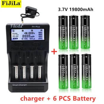 18650 батерия 3.7 V 19800mAh rechargeable liion battery with charger for Led flashlight batery litio battery+1бр зарядно