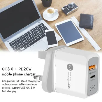 18W USB-A 20W PD QC3. 0-бързо зарядно устройство за IPhone 12 ProIPad Mini SamsungS20 Ultra NOTE 20 10 USB Dual Port Quick Charge Adapter